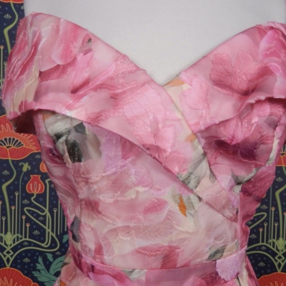 Xscape Pink Floral Off The Shoulder Formal Ball Gown Dress Nwt - Picture 4 of 7